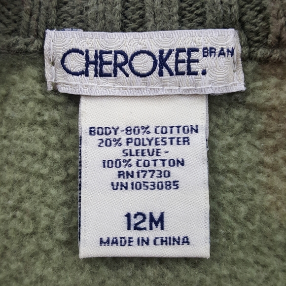 CHEROKEE 12mos Green Zip Up Sweater Jacket - Picture 5 of 5